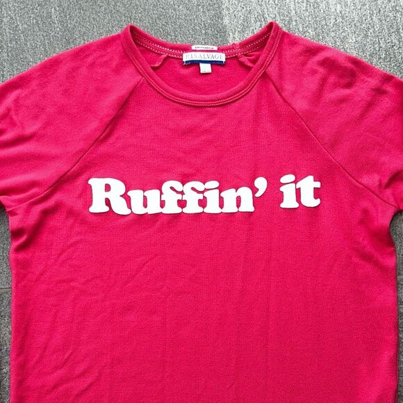 EUC PJ Salvage 'Ruffin it' Soft Lightweight Long Sleeve Sweatshirt in Pink XS - Picture 3 of 16